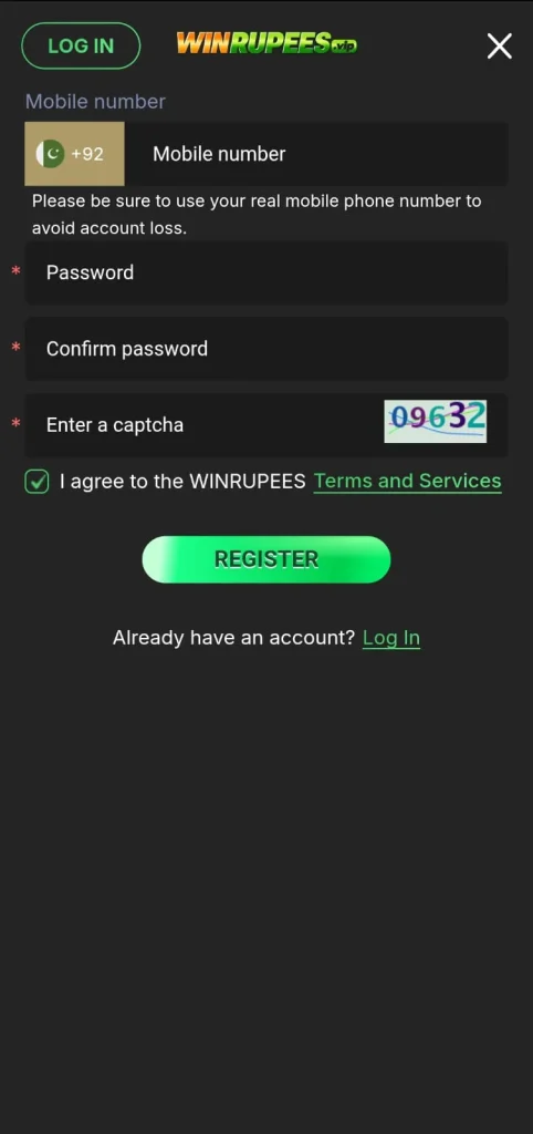 Win Rupees Game Register